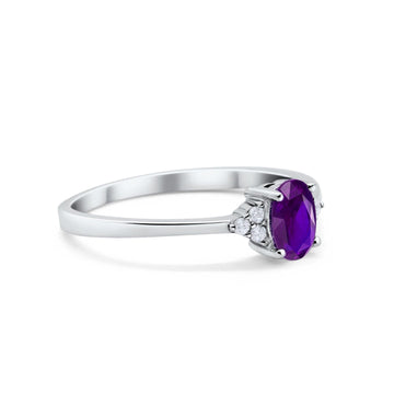 Oval Cut Wedding Ring Simulated Amethyst CZ 925 Sterling Silver